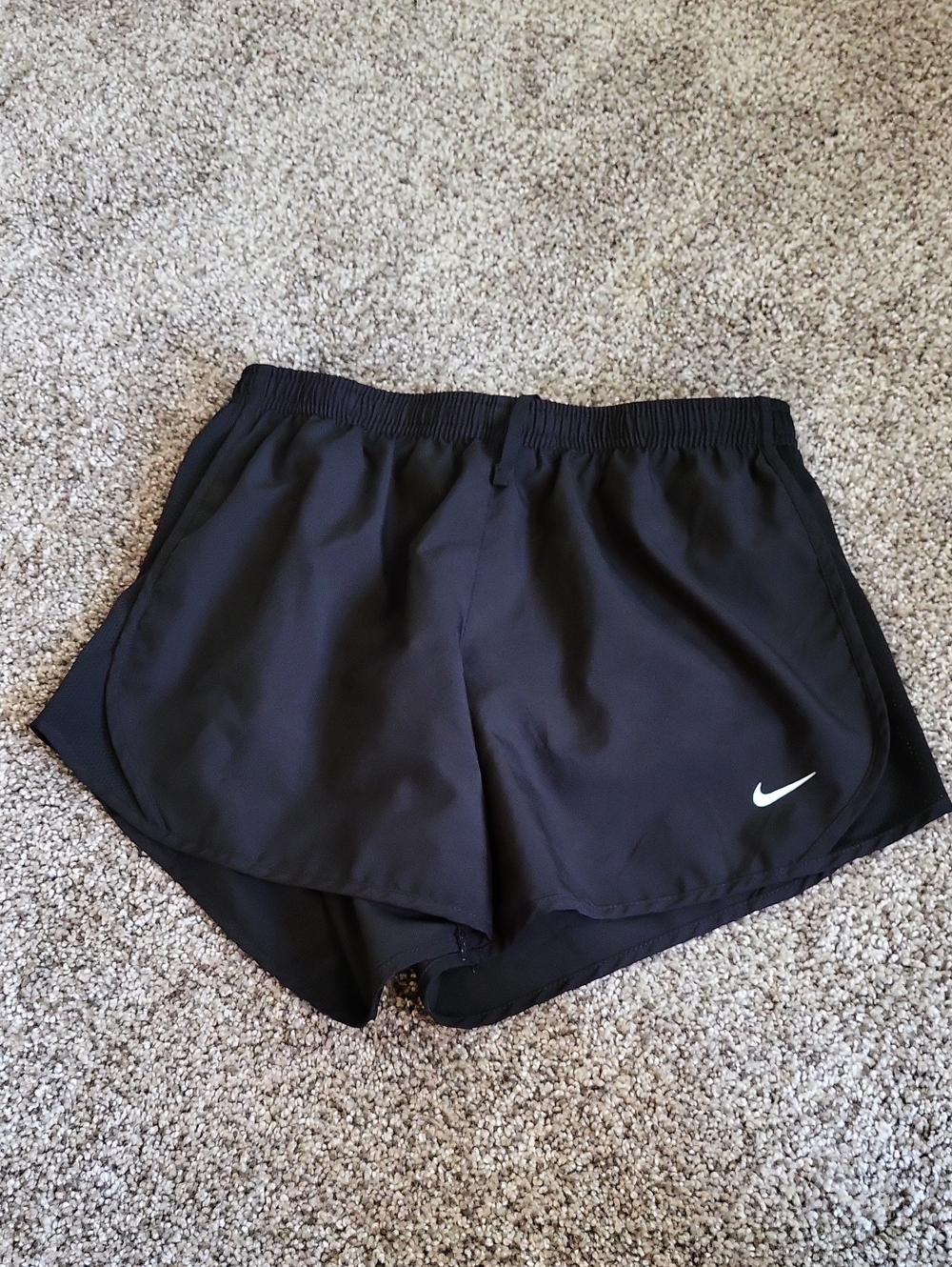 Nike Girl's Black Athletic Running Shorts with White Swoosh